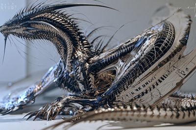 Chrome Dragon Sculpture Poster.