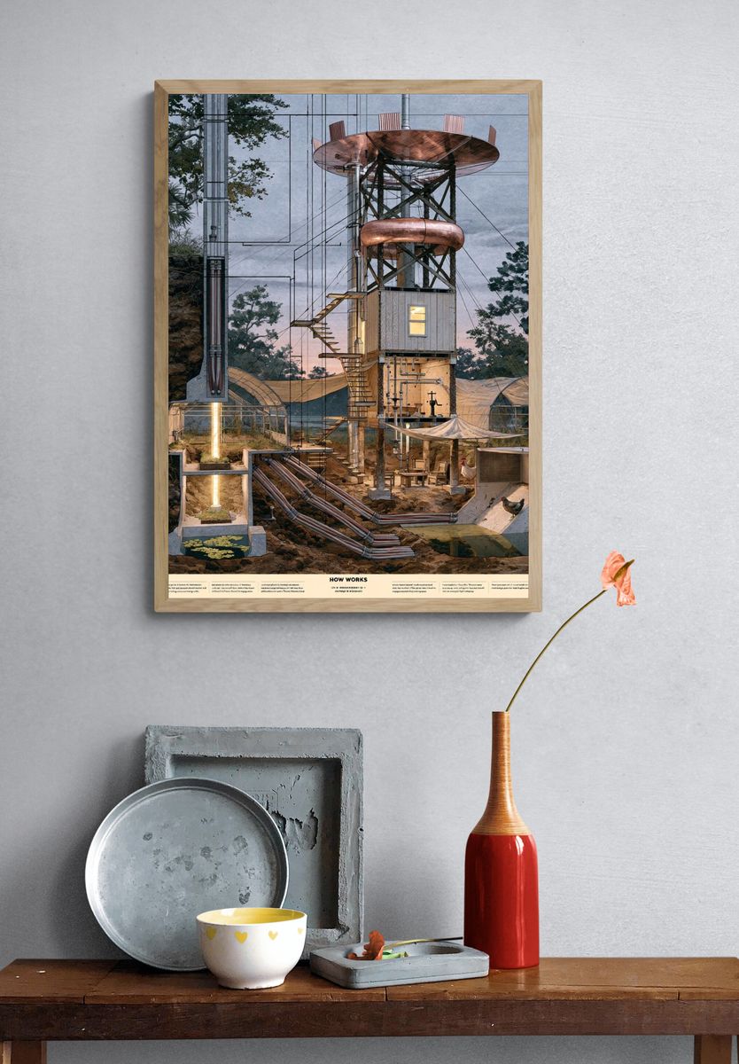 Futuristic Eco Farm Illustration Poster. — room view 3