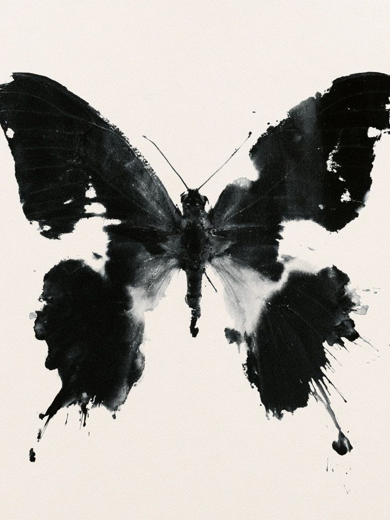 Monochrome Butterfly Ink Poster. poster — illustration art