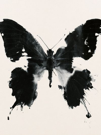 Monochrome Butterfly Ink Poster. poster