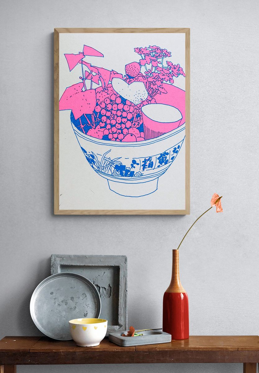 Fruit Bowl Illustration Poster. — room view 3