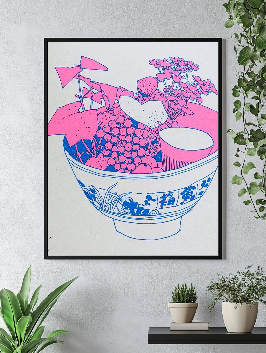 Fruit Bowl Illustration Poster. — room view 4