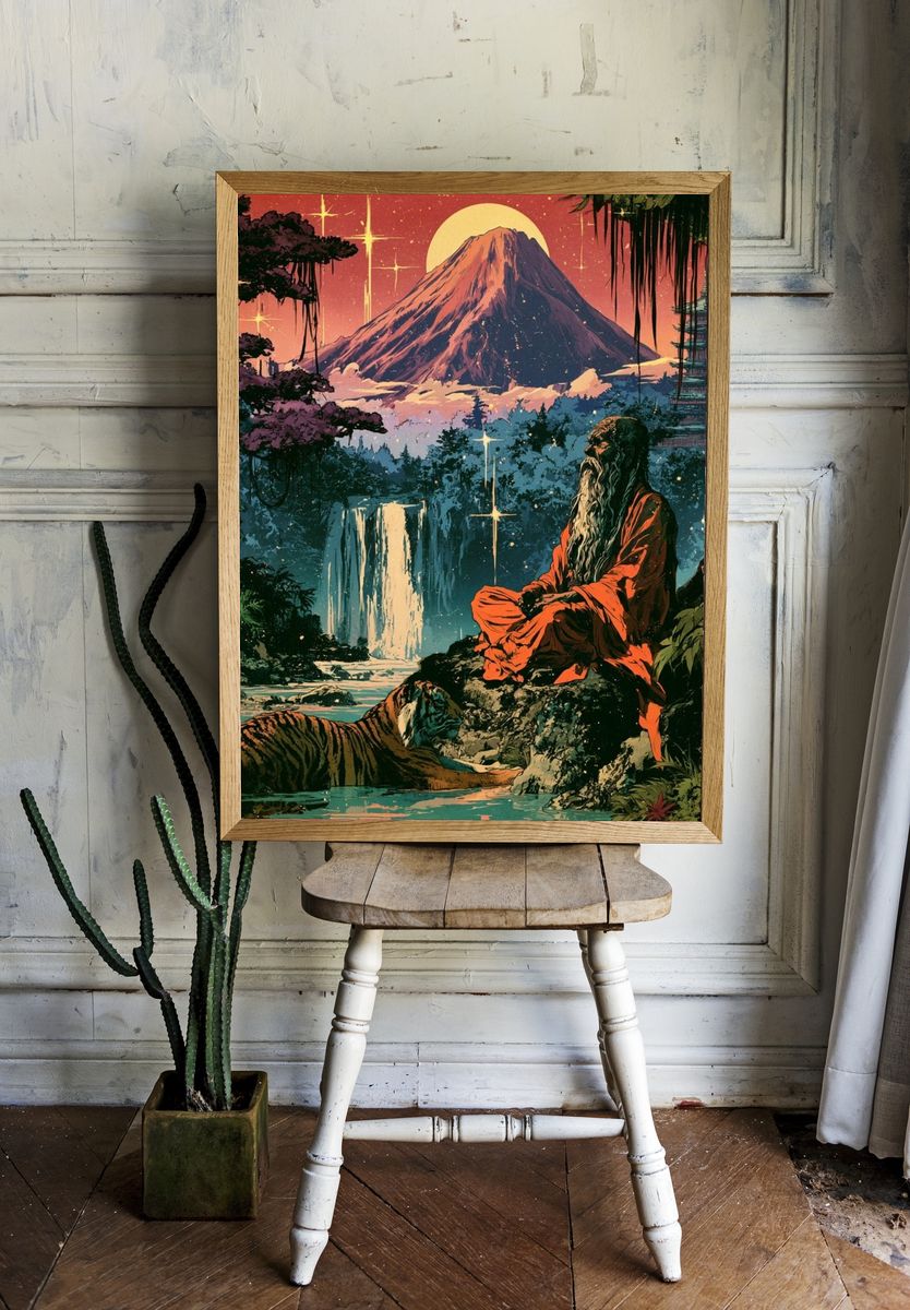 Mystic Mountain Meditation Print. room preview