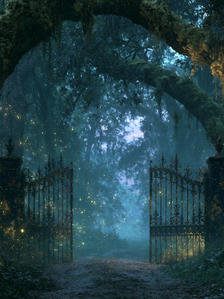 Enchanted Forest Gate Illustration Print. poster — illustration art