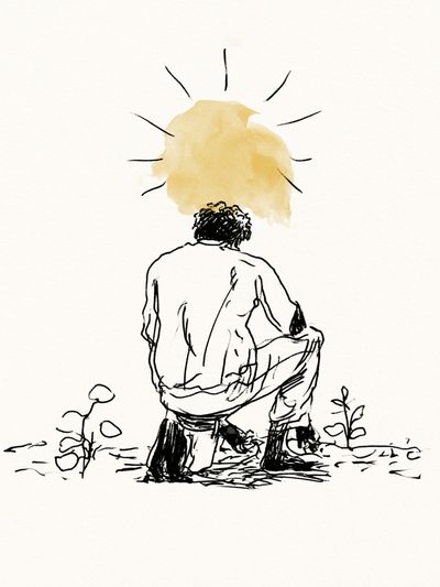 Meditative Figure Ink Print.