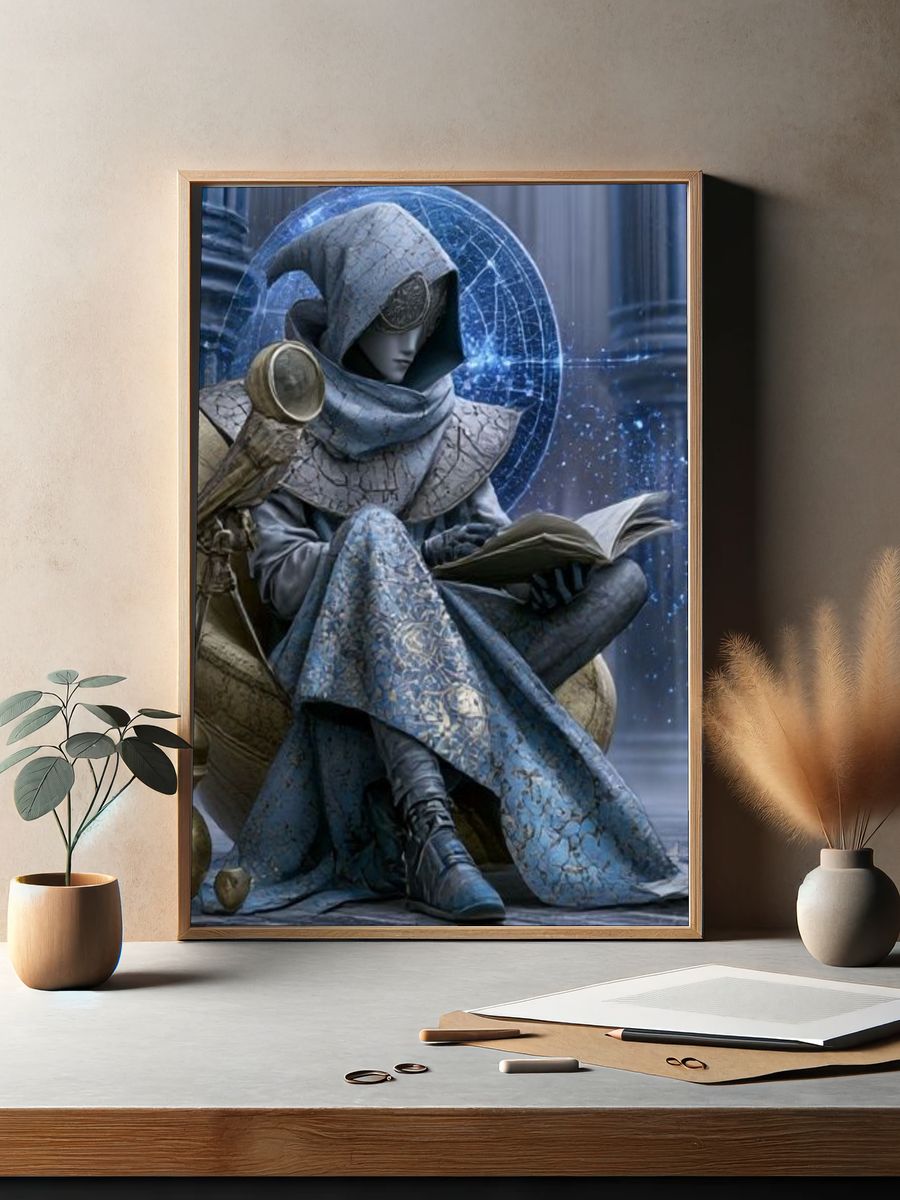 Mystic Hooded Reader Fantasy Print. — room view 2