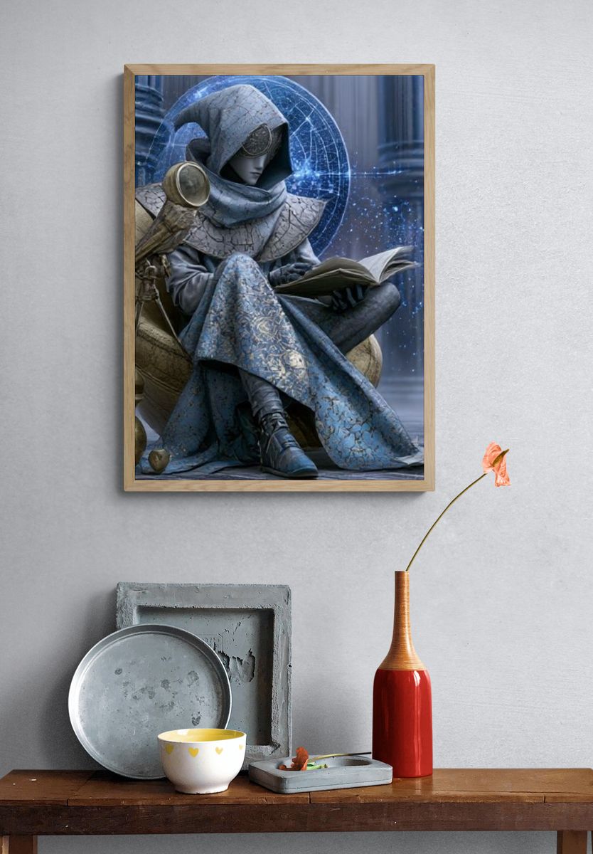 Mystic Hooded Reader Fantasy Print. — room view 3
