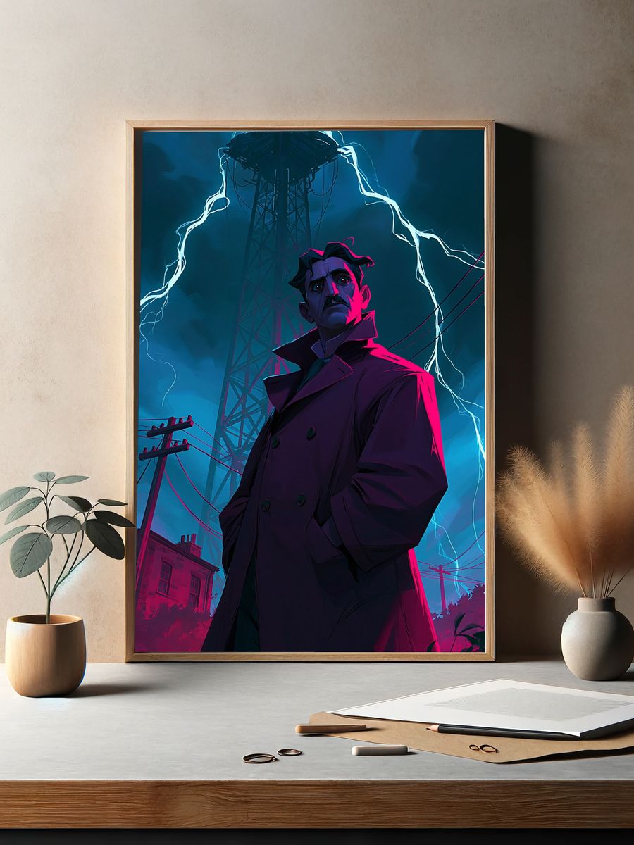 Stormy Noir Detective Illustration Poster. — room view 2