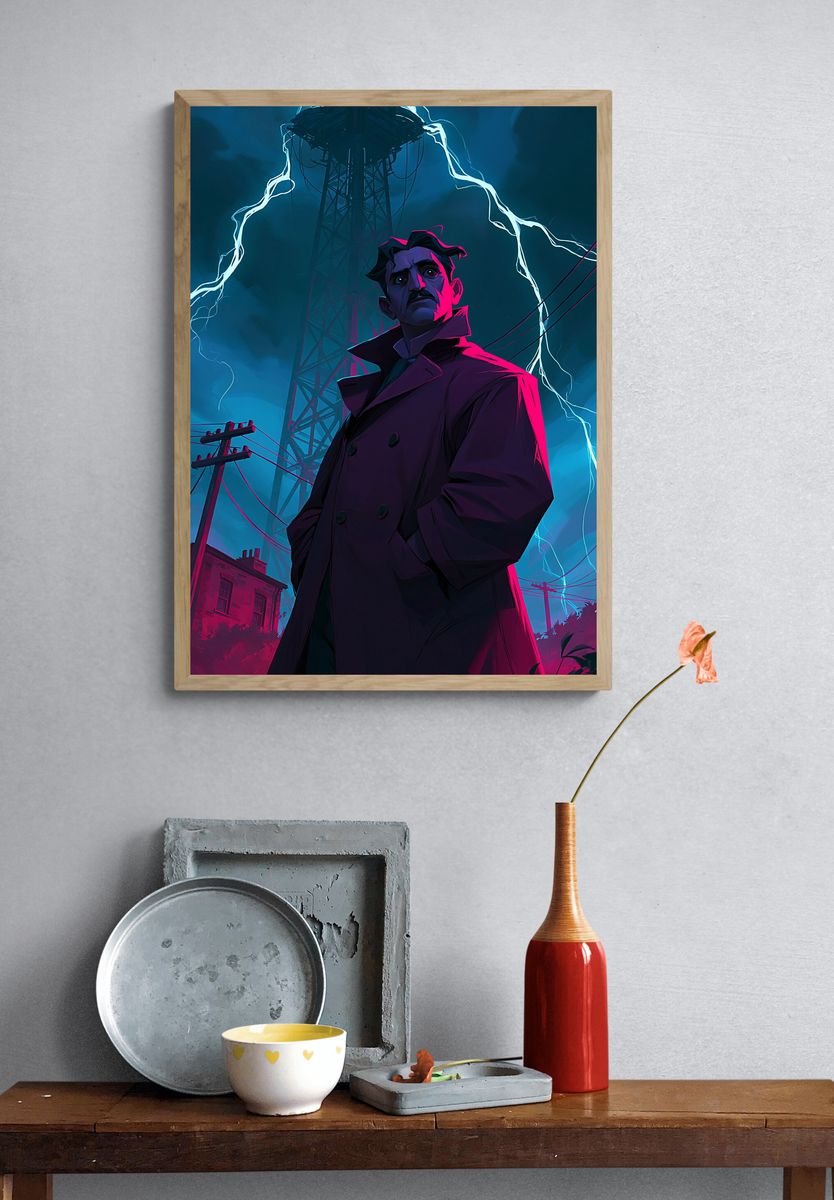 Stormy Noir Detective Illustration Poster. — room view 3