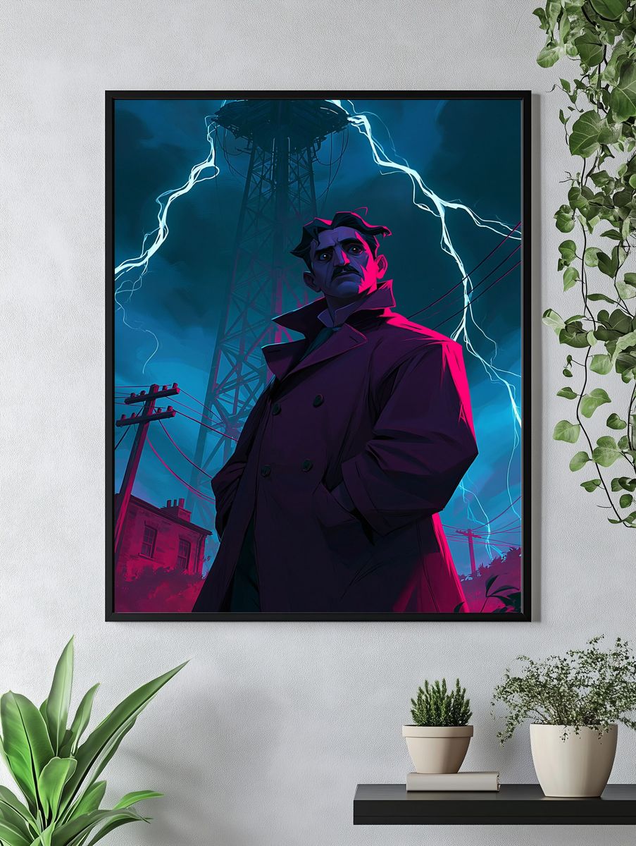 Stormy Noir Detective Illustration Poster. — room view 4
