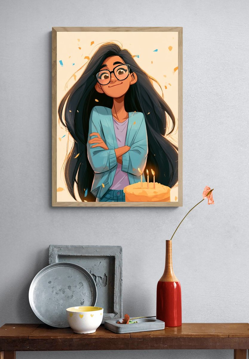 Birthday Girl Illustration Poster. — room view 3