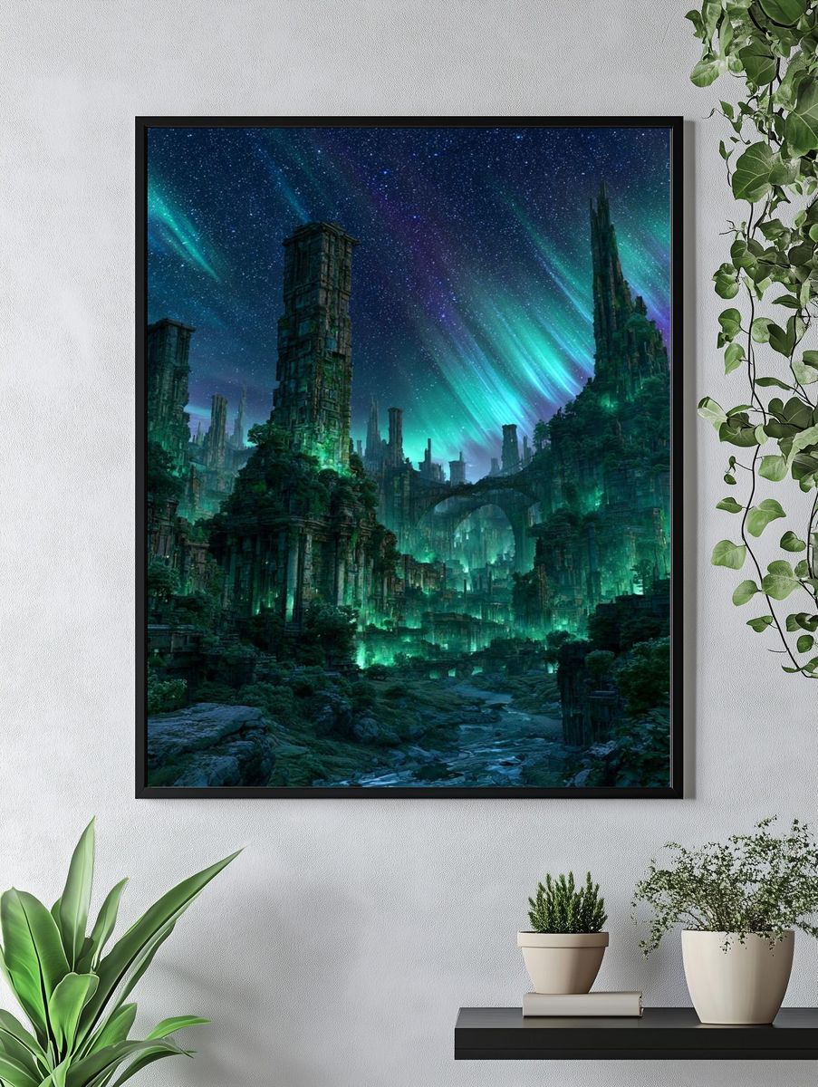 Aurora Ruins Fantasy Print. — room view 4