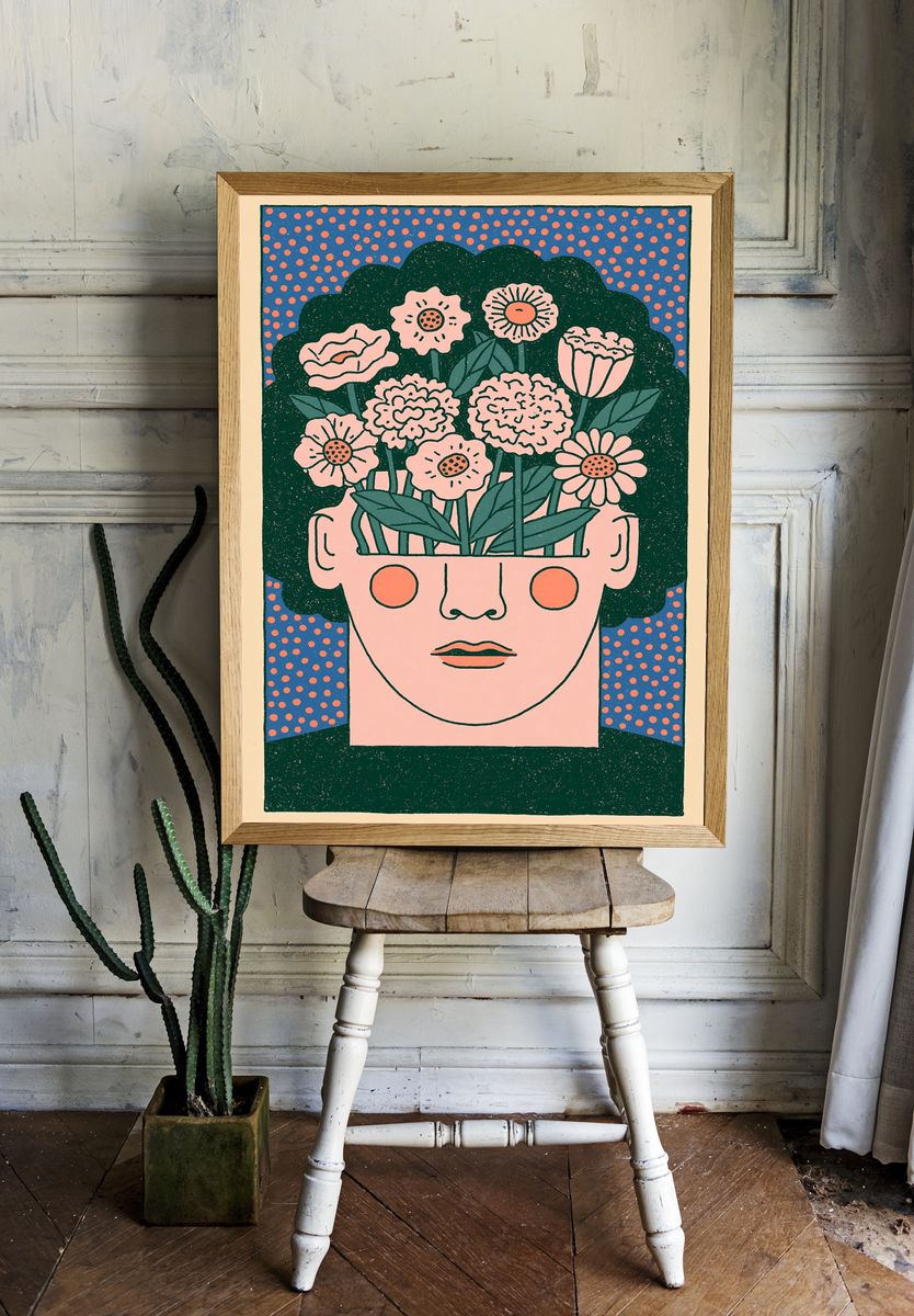 Flower Head Illustration Poster. — room view 1
