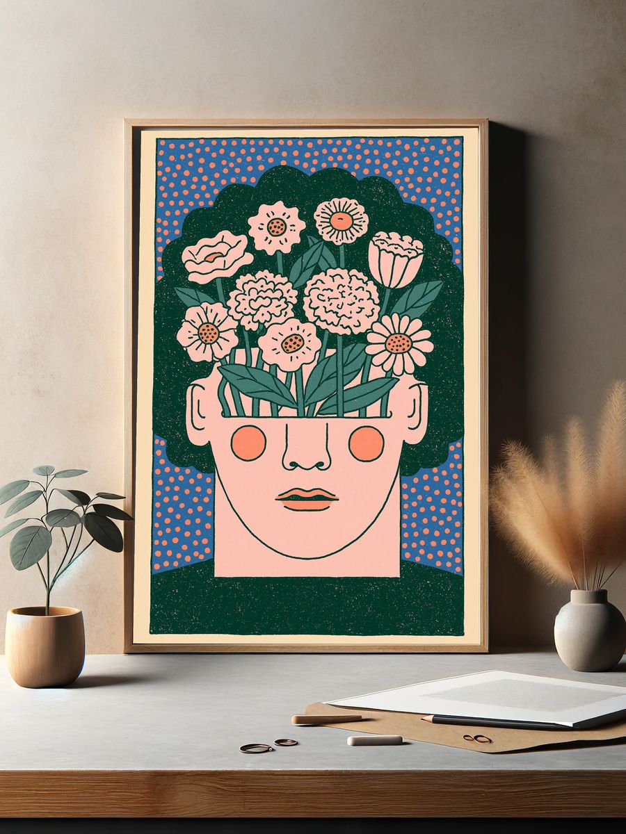 Flower Head Illustration Poster. — room view 2