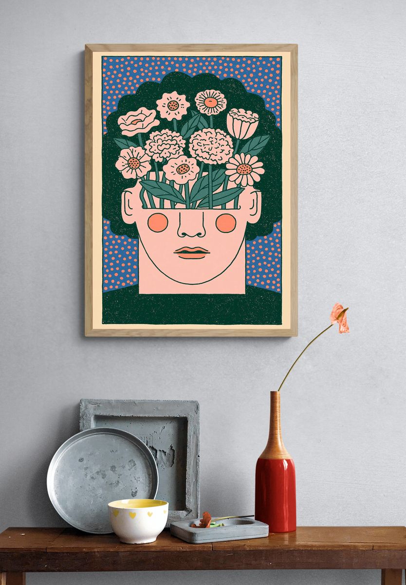 Flower Head Illustration Poster. — room view 3