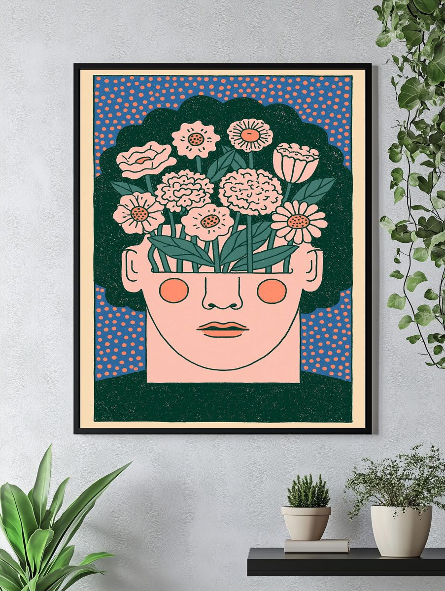 Flower Head Illustration Poster. — room view 4