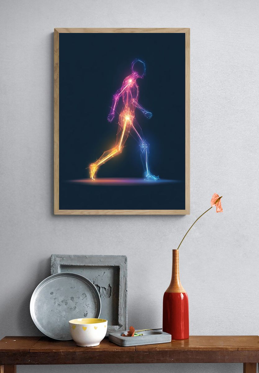 Neon Runner Abstract Poster. — room view 3