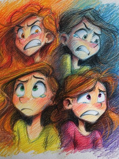 Emotional Faces Illustration Poster. poster print