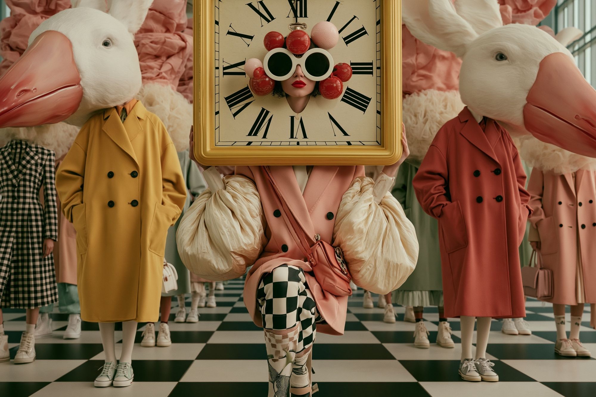 Surreal Duck Fashion Clock Print. poster — illustration art