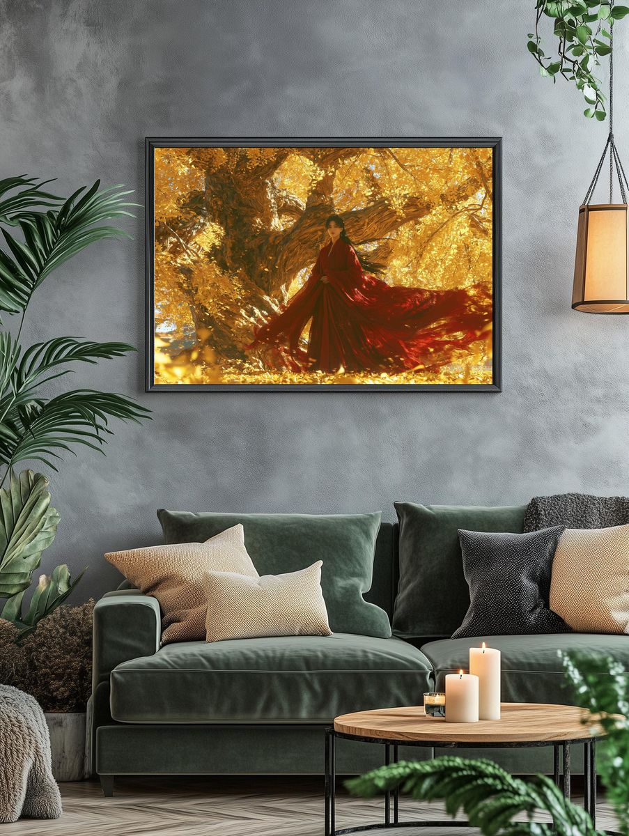 Golden Tree Portrait Print. — room view 4