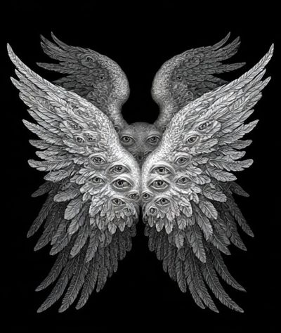 Surreal Winged Eyes Illustration Poster. poster
