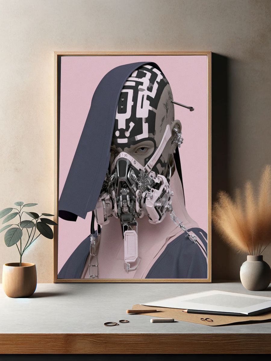 Cybernetic Portrait — Digital Art Print. — room view 2