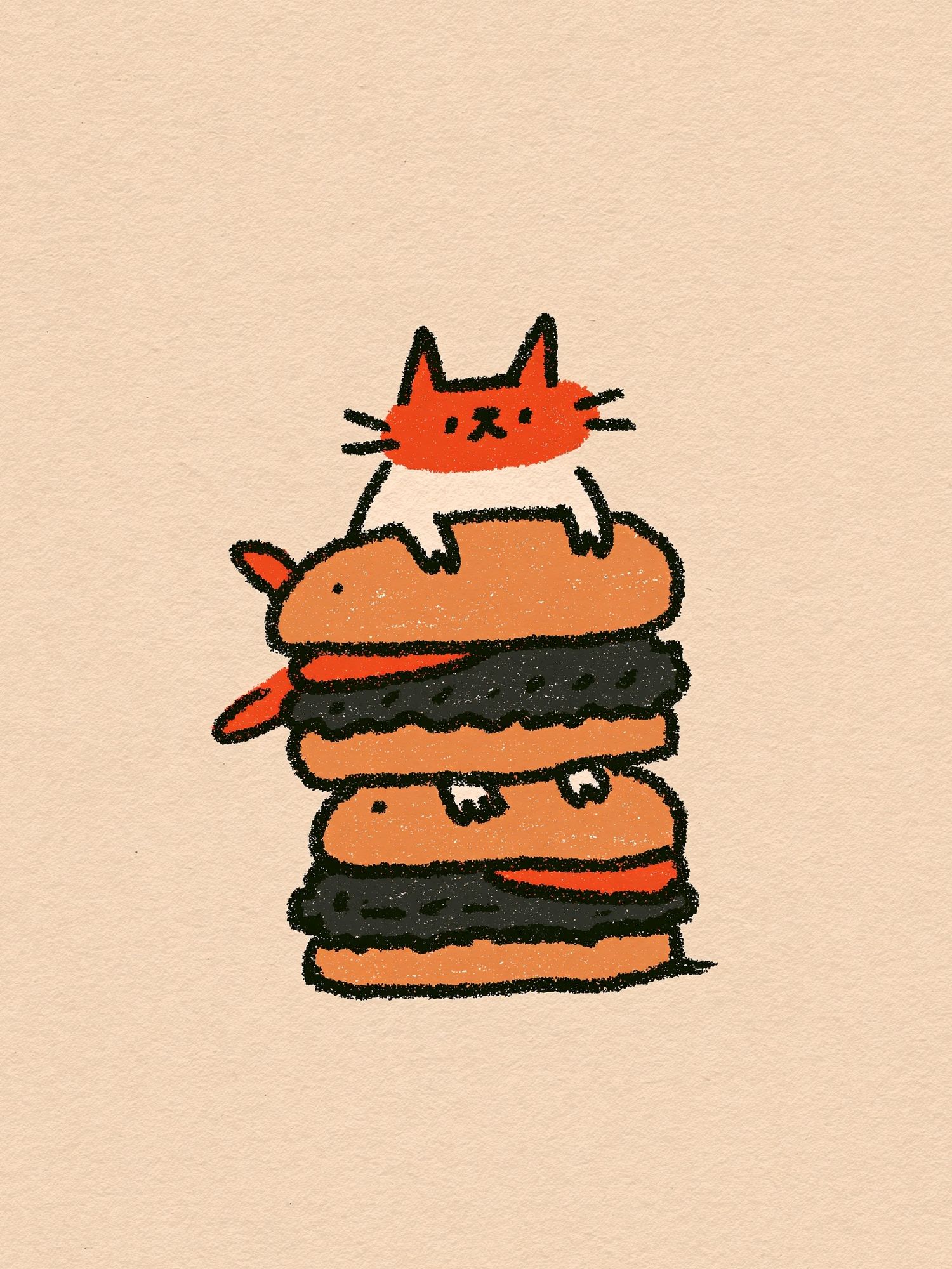 Cat Burger Stack Illustration Poster. poster — illustration art