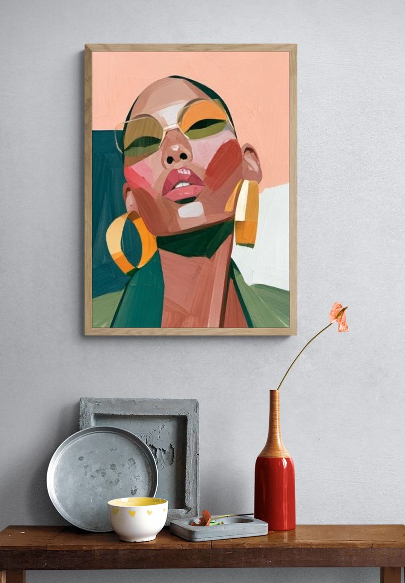 Abstract Portrait Illustration Poster. — room view 3