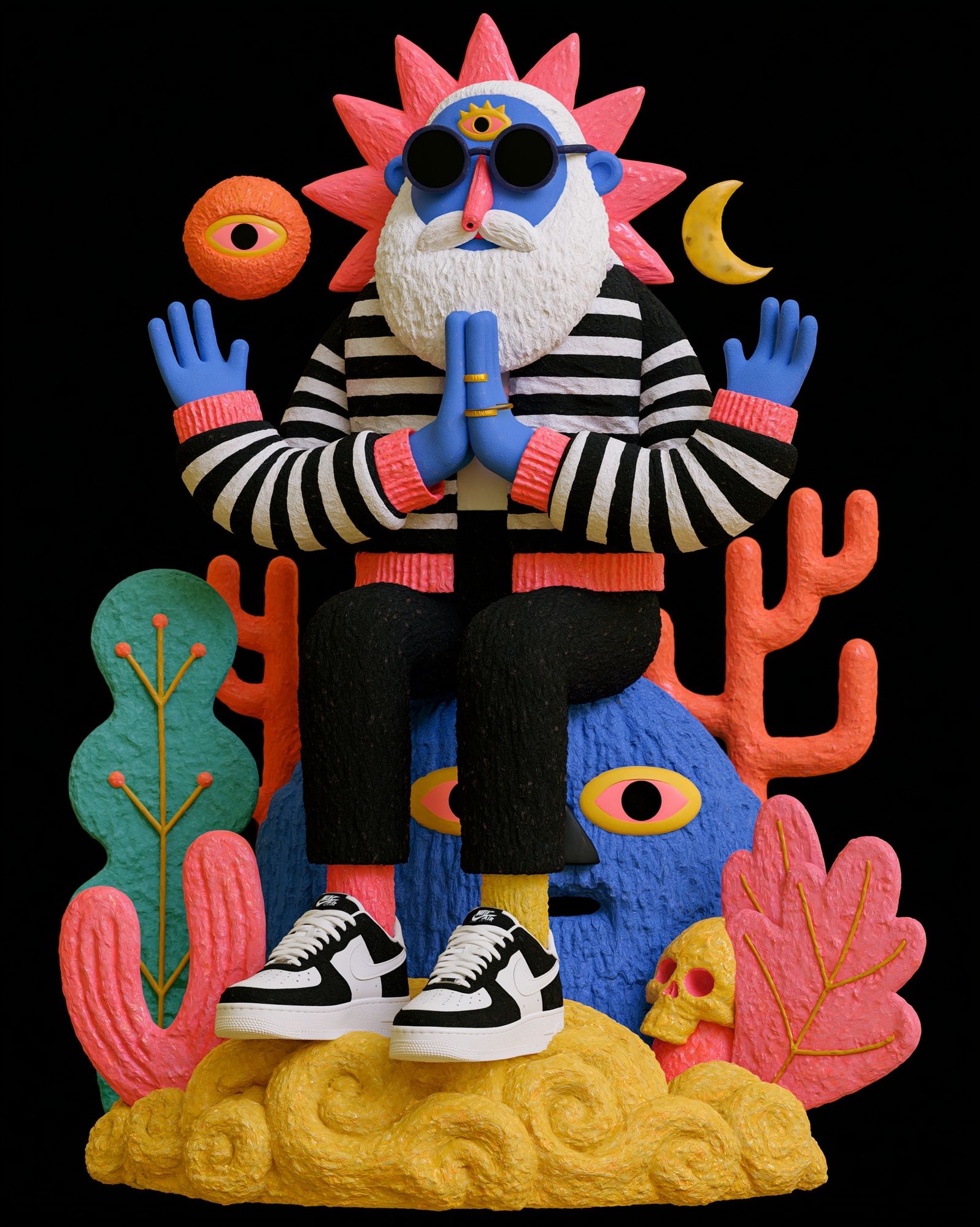 Surreal Meditative Figure Print. poster detail