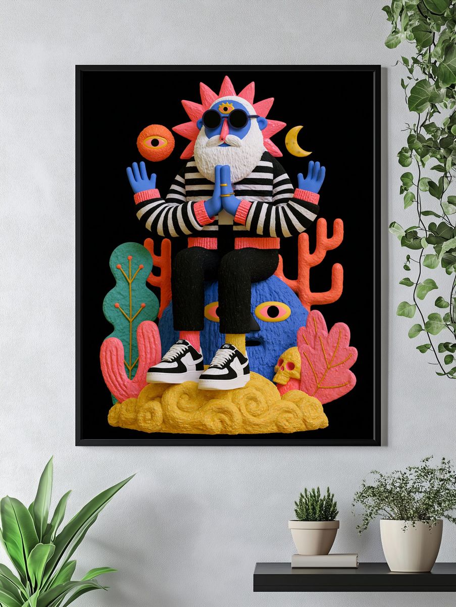 Surreal Meditative Figure Print. — room view 4