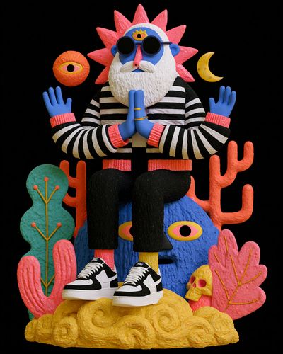 Surreal Meditative Figure Print. poster