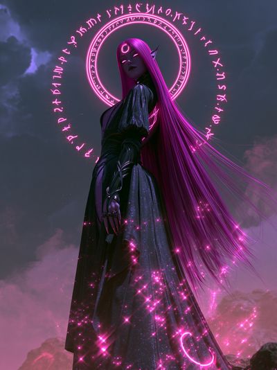 Neon Sorceress Fantasy Print.