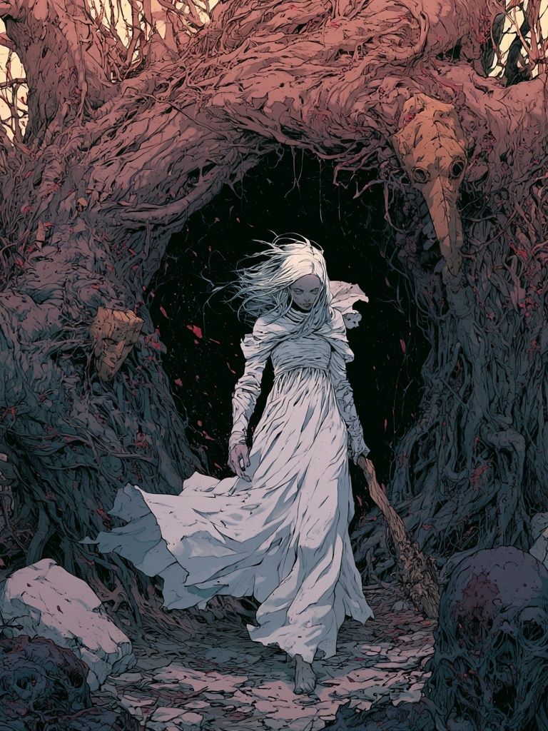 Ghostly Forest Woman Illustration Poster. poster detail