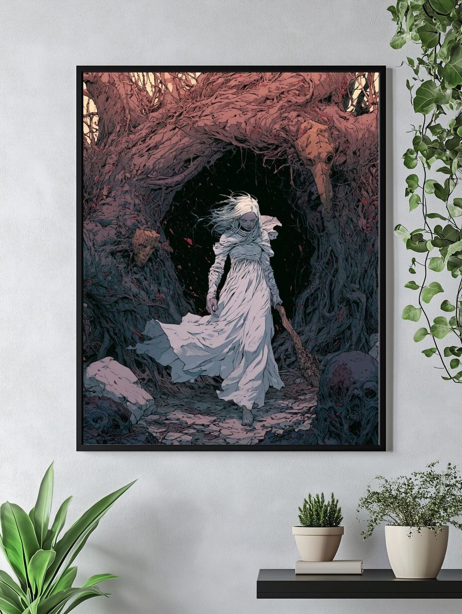 Ghostly Forest Woman Illustration Poster. — room view 4