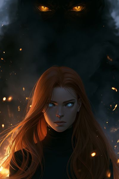 Fire-Eyed Sorceress Digital Art Poster.