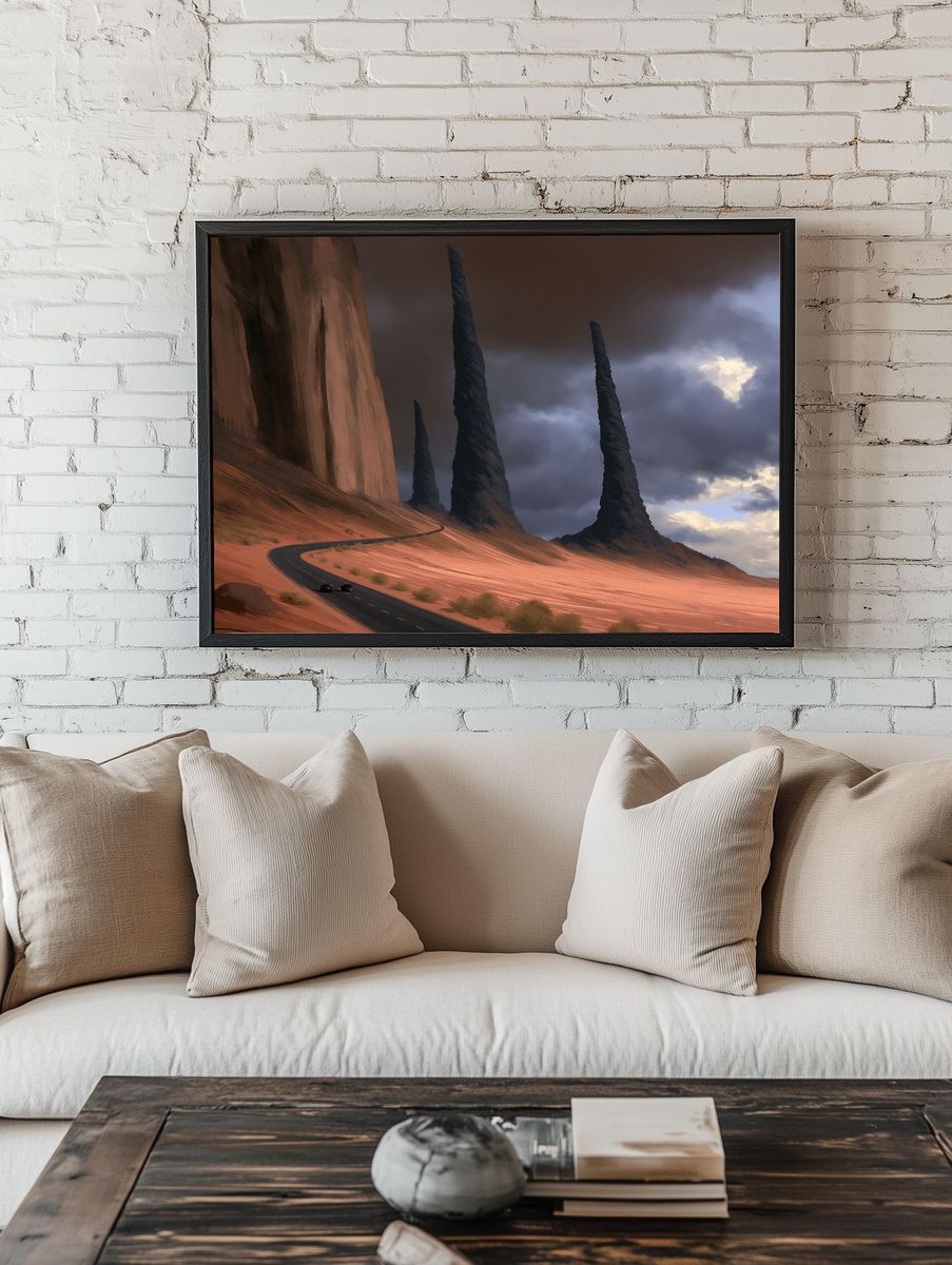Desert Monoliths Digital Art Poster. room preview