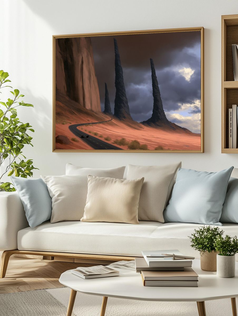 Desert Monoliths Digital Art Poster. — room view 2