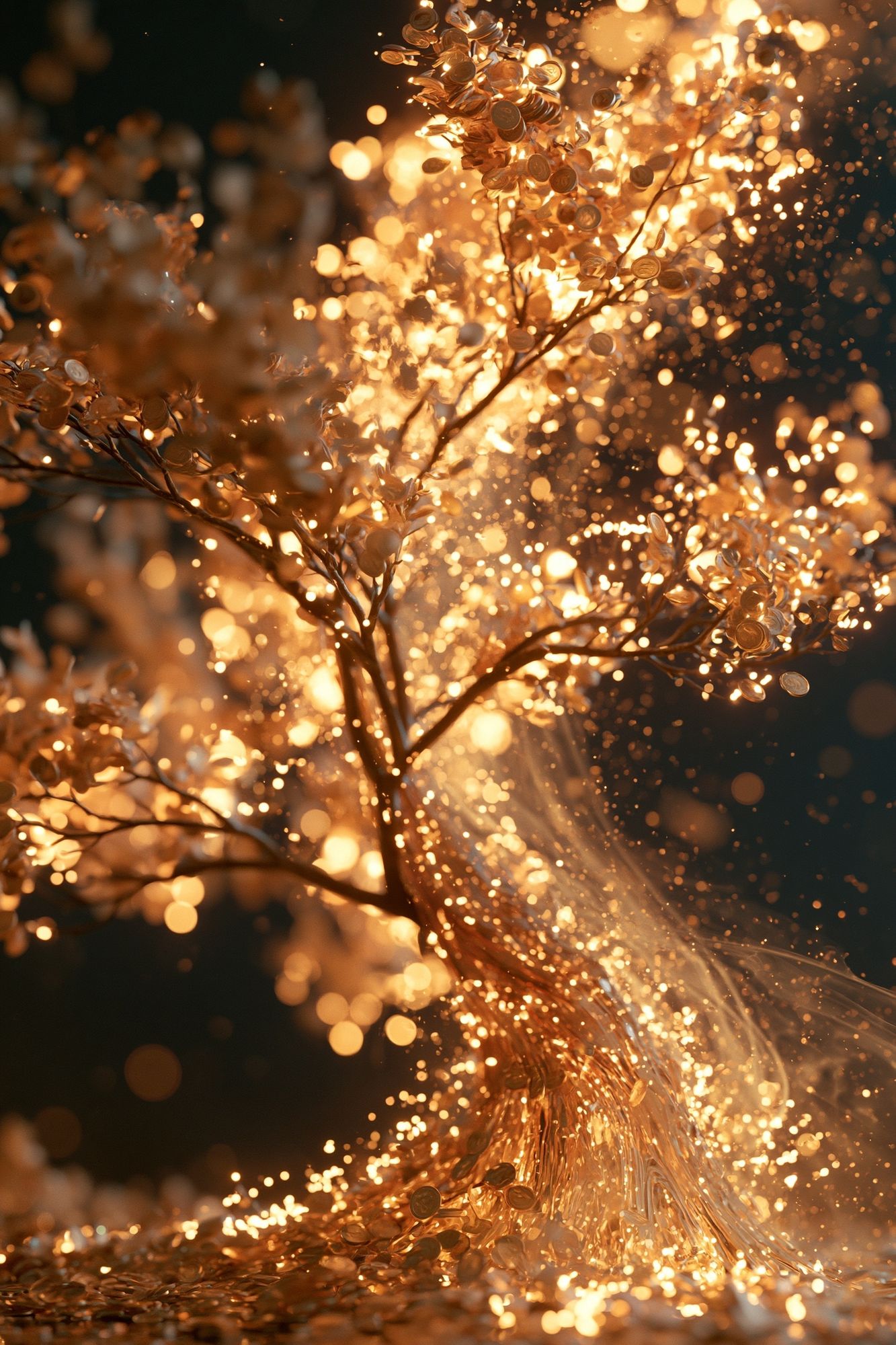 Golden Spark Tree Print. poster — illustration art