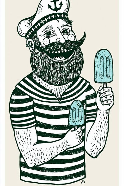 Sailor with Popsicle Illustration Poster.