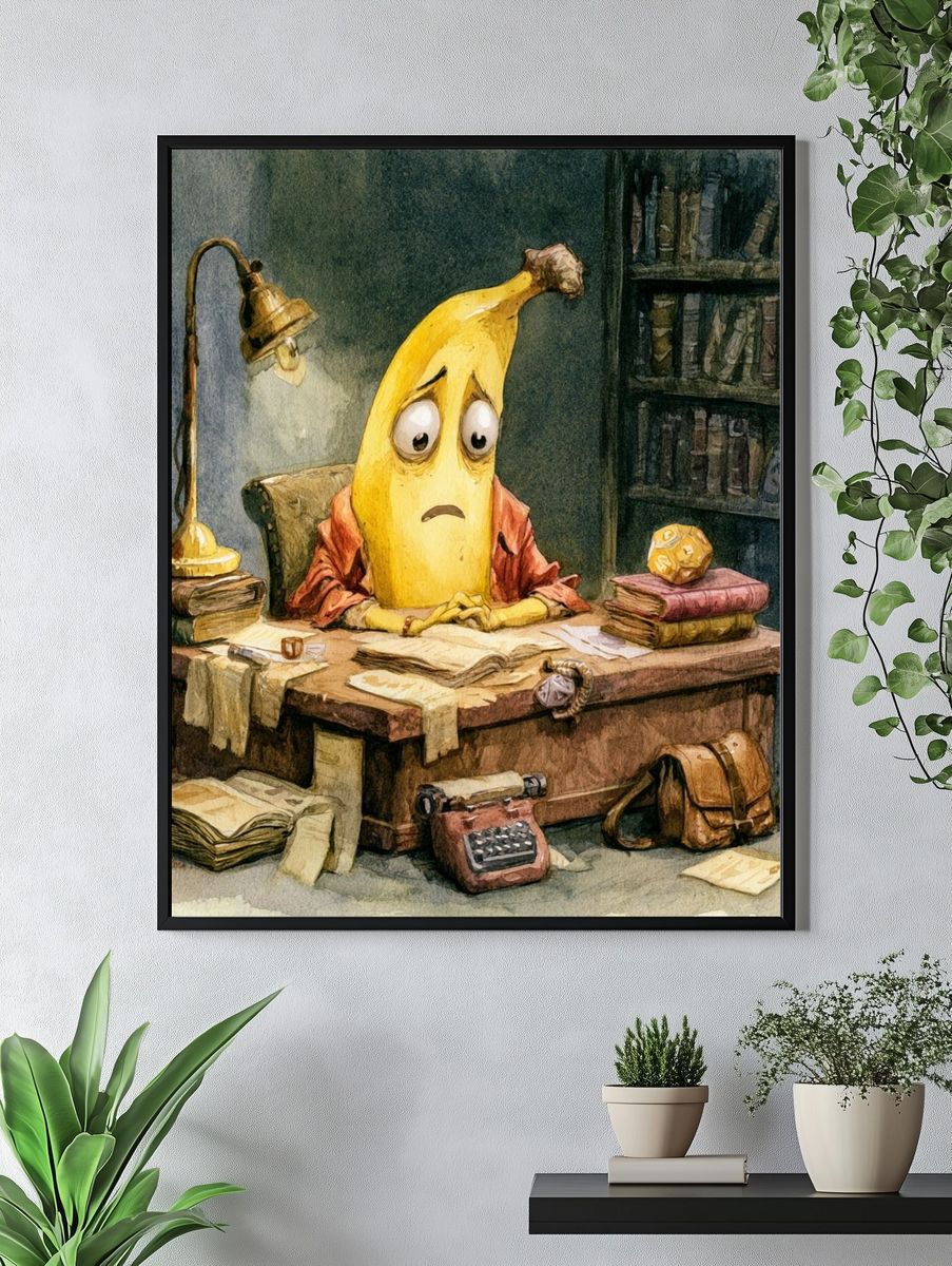 Melancholy Banana Desk Illustration Poster. — room view 4