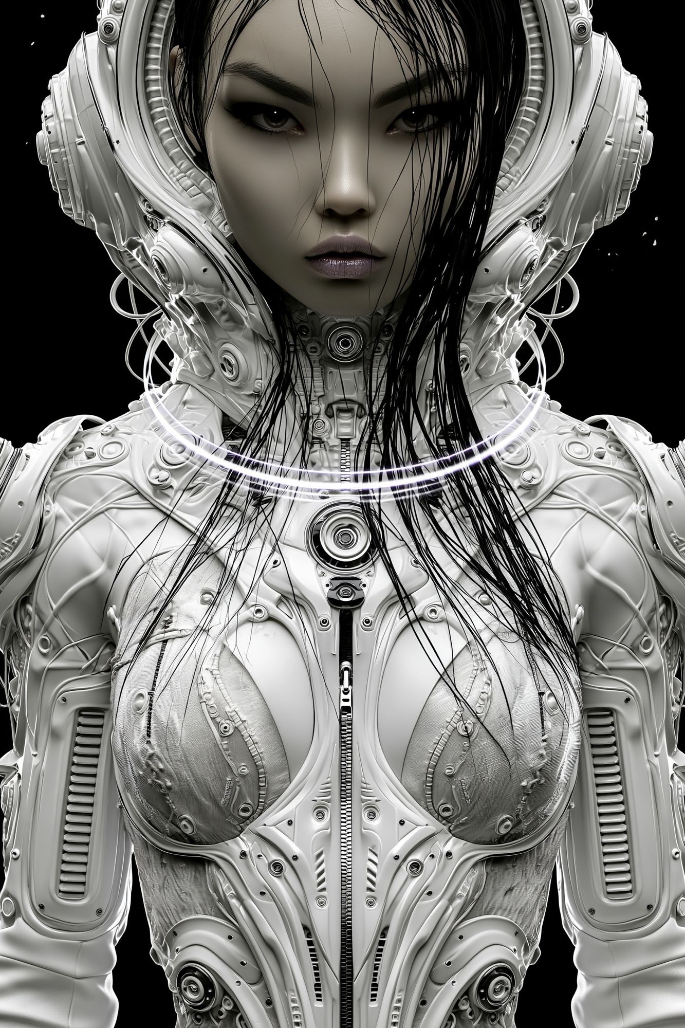 Cybernetic Woman Portrait Print. poster detail