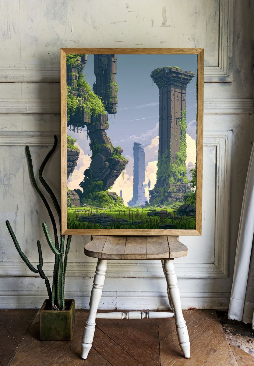 Ancient Ruins Fantasy Landscape Poster. room preview