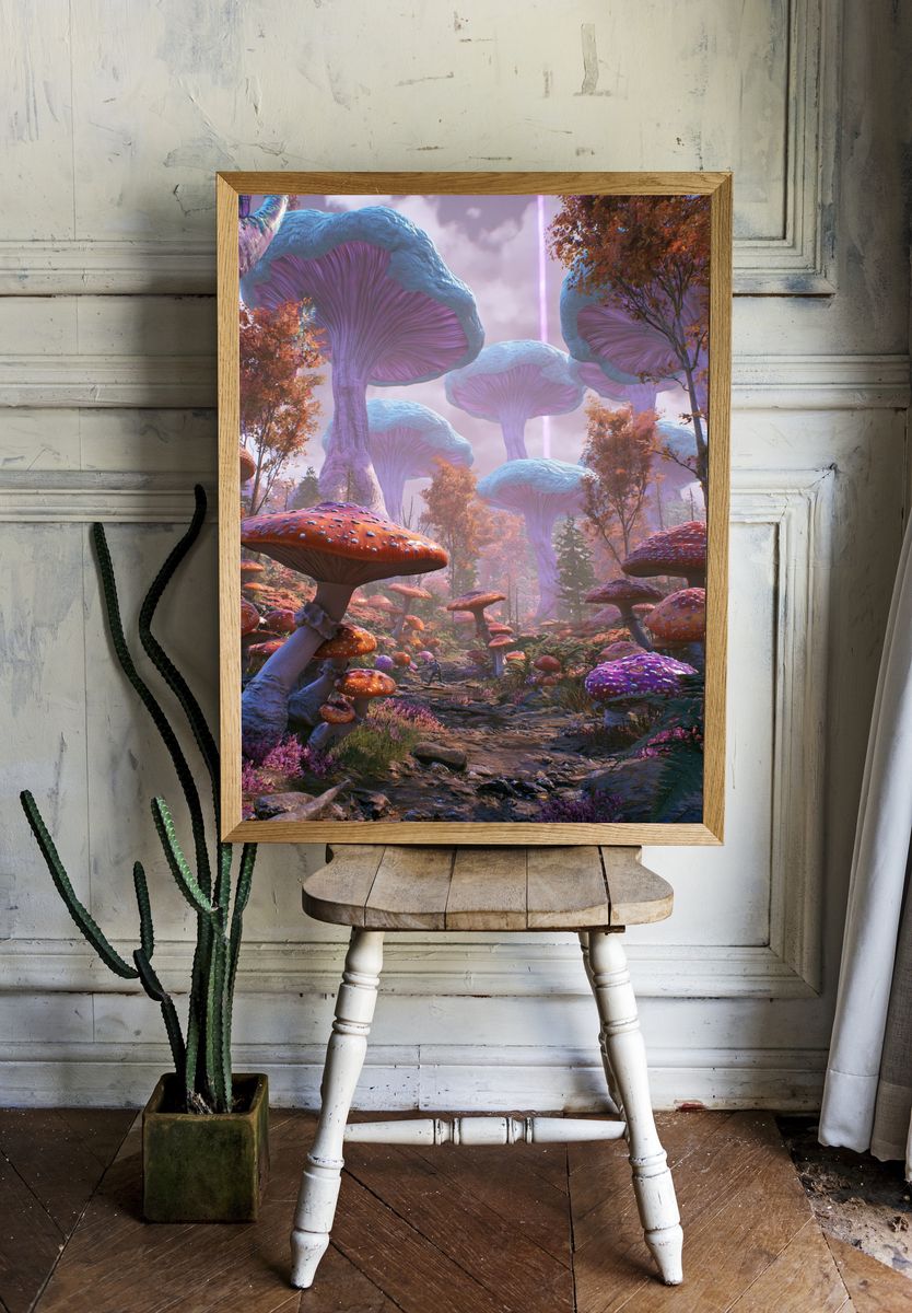 Fantasy Mushroom Forest Print. room preview