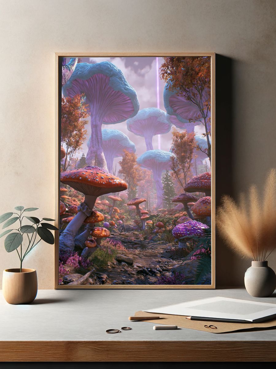 Fantasy Mushroom Forest Print. — room view 2