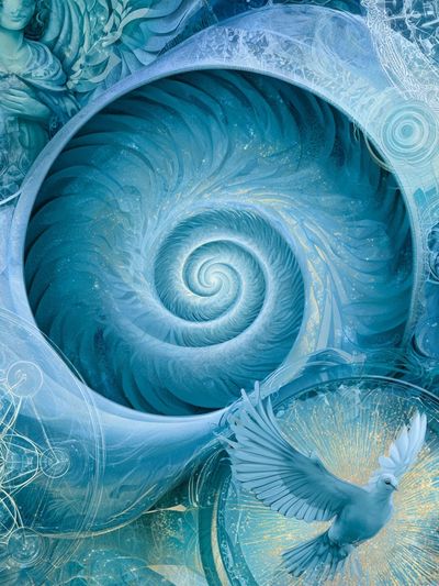 Celestial Blue Spiral Illustration Poster.