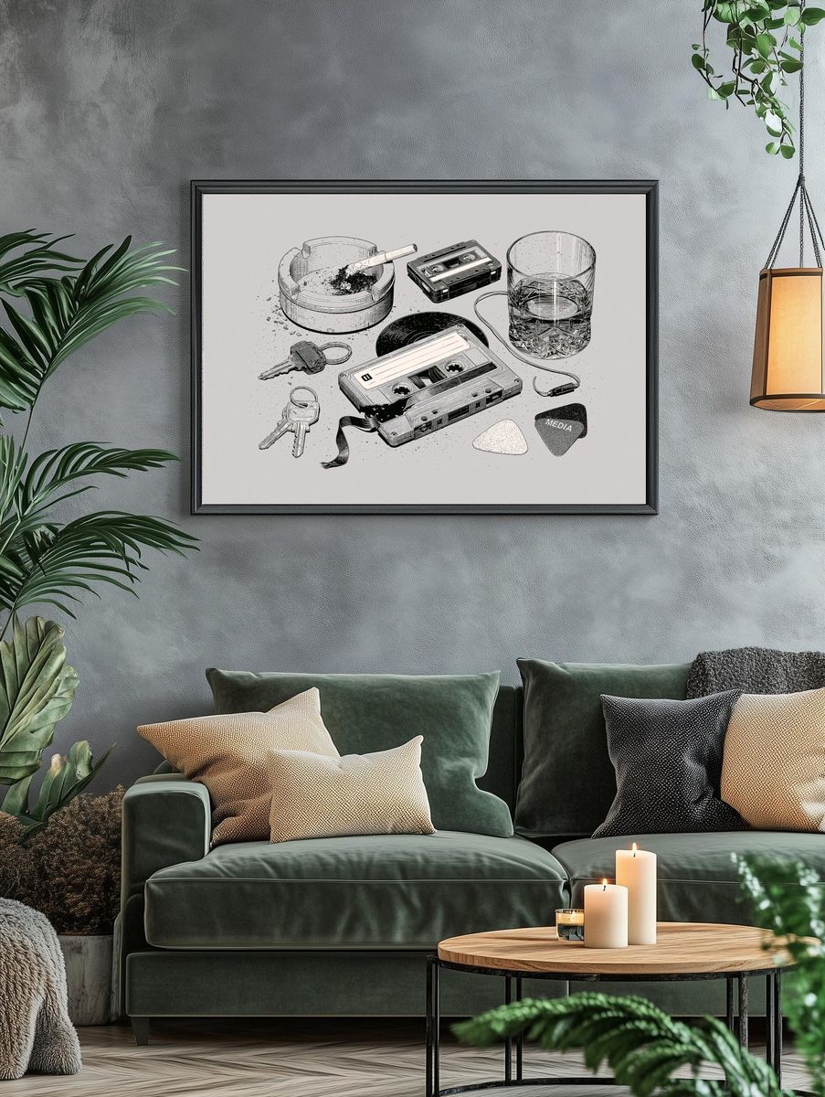 Curious Boy in the Hills Illustration Poster. — room view 4