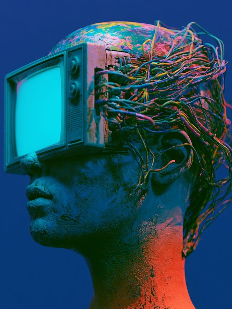 Cybernetic Head Sculpture Poster. poster — illustration art