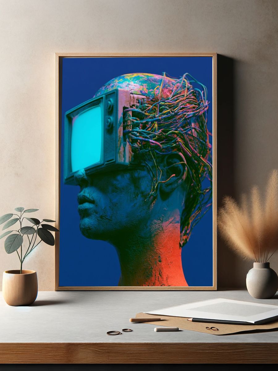 Cybernetic Head Sculpture Poster. — room view 2