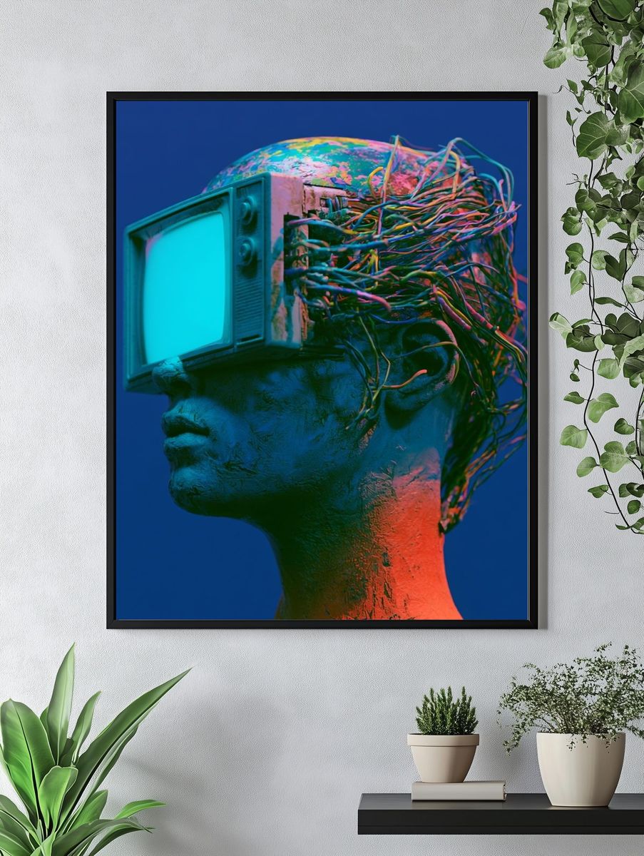 Cybernetic Head Sculpture Poster. — room view 4