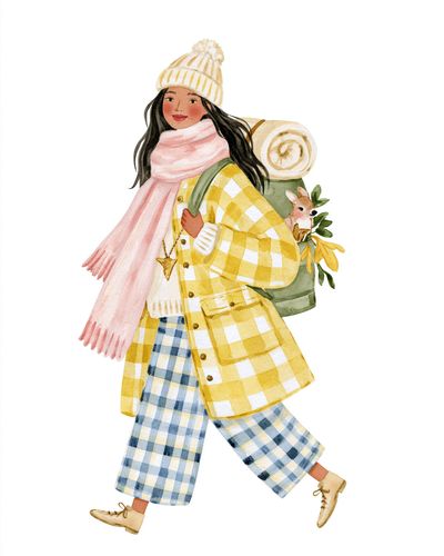 Winter Traveler Watercolor Print.